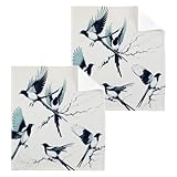 Qilmy Magpies Flight Washcloths 2 Pack, 12x12 Inch Cotton Wash Cloths - Highly Absorbent Face Towels for Bathroom, Washing, Gym, and Spa