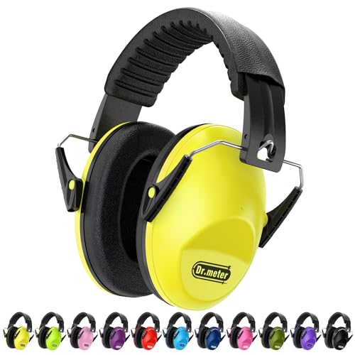 Dr.meter Cascos Antiruido Niños, Cascos Insonorizados Protectores de Oído para Niños Protectores Auditivos Cascos Ruido Orejeras Antiruido con Almohadillas Suaves Amarillo