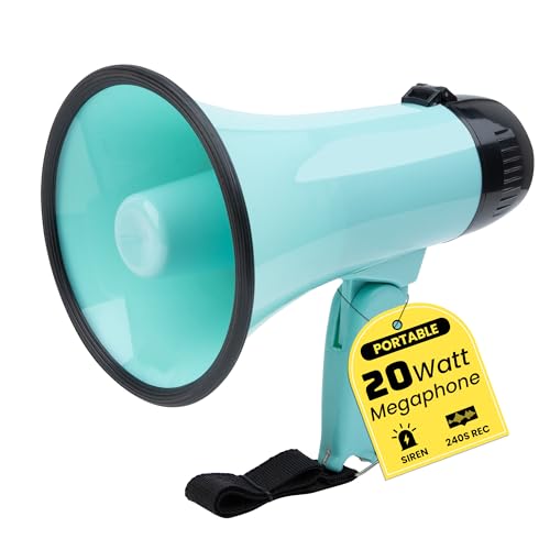 MyMealivos 20W Megaphone Bullhorn, Built in Siren & 240s Recording, 5.4'×8.6'...