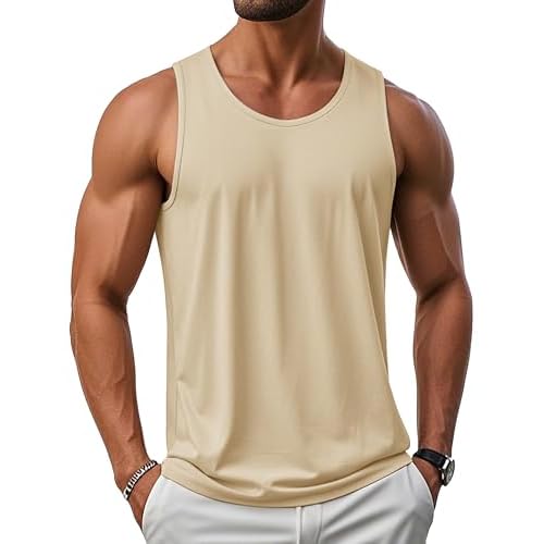 MAGCOMSEN Men's UPF 50+ Tank Top Gym Workout Sleeveless Muscle Shirts Sun Protection Cut Off Shirts Summer Sleeveless T Shirt
