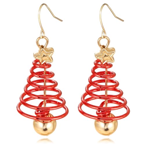 HUABOLA CALYN Kerstboomoorbellen voor vrouwen, gouden bengelende oorbellen met bel, hypoallergene kerstsieraden voor meisjes, Eén maat, Sterling zilver, Geen edelsteen