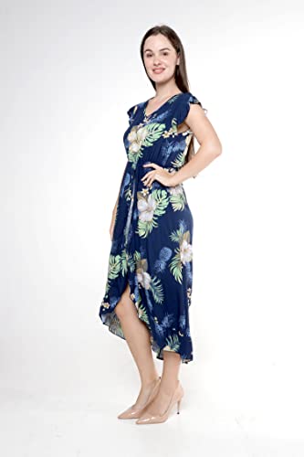 Image of Matchable Family Hawaiian Luau Men Women Girl Boy Clothes in Pineapple Garden Navy