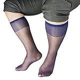 Mr.Babuu 5Pairs Pack Men's over the crew silky Navy sheer dress socks
