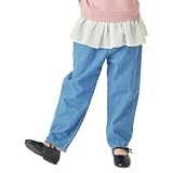 デニムパンツ 女の子 男の子 長ズボン キッズ ジーパン ウエストゴム 通年 通園 通学 130 インディゴブルー(8オンス)