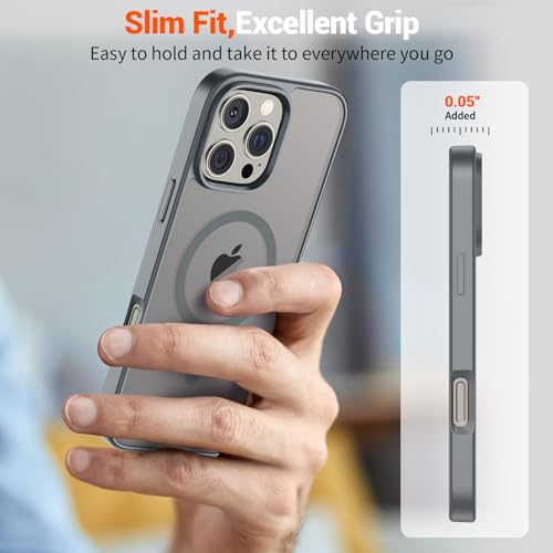 Image of SUPFINE Magnetic for iPhone 16 Pro Max Case (Compatible with MagSafe) (Military Grade Drop Protection) Slim Translucent Matte Shockproof with Anti-Fingerprint Phone Case,Gray