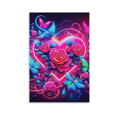 DHBANEIOK Amor Flores Cuadro En Lienzo Cuadros Decoracion Pinturas Murales Pintura Poster Impresiones De Lienzo Para Salon Dormitorios Comedor Pasillo 20x30inch(50x75cm)