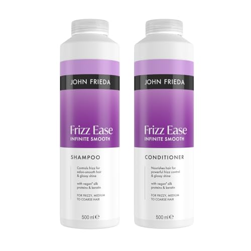 John Frieda Infinite Smooth Shampoo & Conditioner 500ml x2. Anti Frizz Hair Care Duo for Smooth Finish and Humidity Control