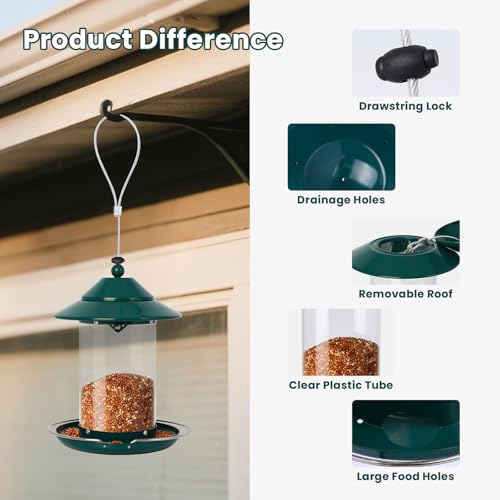 image for EnjoyCool Metal Bird Feeder for Outdoors – 2.4LB Hanging Bird Feeder