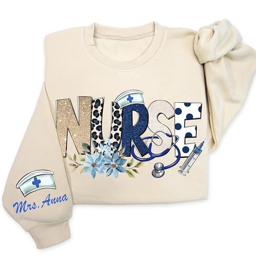 Personalized Nurse Sweatshirt, Custom Nurse Coquette Sweatshirt, Personalized Nurses Shirt with Name, Cute Nursing Crewneck, Labor and Delivery Nurses Appreciation Gift, RN Student Top ds4