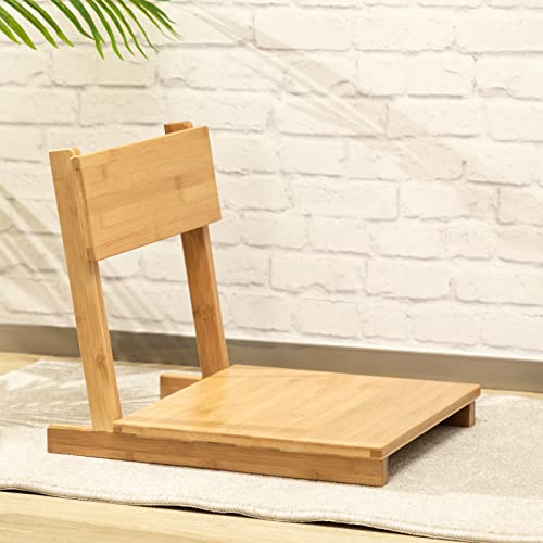 Abocofur Bamboo Portable Floor Chair, Japanese Style Legless Tatami Chair With Back Support, Home Bay Window Lazy Backrest Chair, Meditation Floor Seating For Living Room, Burlywood #TOP3