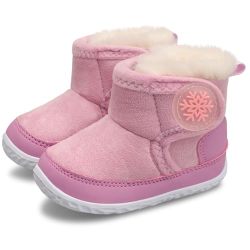 L-RUN Baby Winter Boots Barefoot Warm Booties Toddler Prewalker Newborn Infant Crib Shoes Purple 18-24 Months Infants