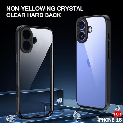 Image of TheGiftKart Ultra-Hybrid Crystal Clear Back Cover Case for iPhone 16 | Slim Fit Shockproof Design | Camera Protection Bump | Transparent Back Cover Case for iPhone 16 (PC & TPU, Black Bumper)