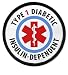 TYPE 1 DIABETIC Insulin Dependent Medical Alert 3 inch Black Rim Patch