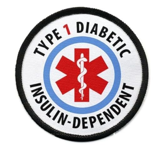 Type 1 Diabetic Insulin Dependent Medical Alert 3 Inch Black Rim Patch