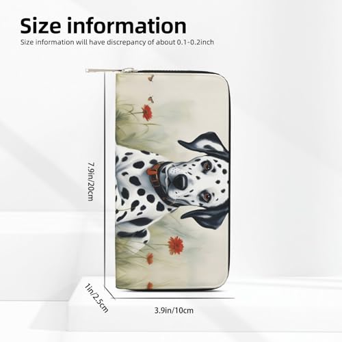 Dalmatian print Leather Wallet for Women Men,Women's Leather Clutch Wallet with Zip,Large Capacity4