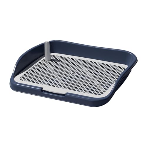 perfk Hundetoilette, Hundetöpfchen-Unterlage mit abnehmbarem Pfosten, Wiederverwendbare Netz-Trainingstoiletten-Töpfchenschale für kleine und mittelgroße, Navy Blau