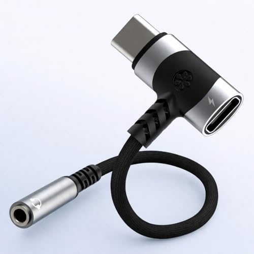 USB-C to 3.5mm Headphone and Charging Adapter, 2-in-1 Type-C Aux Splitter with Fast Charging, Compatible with iPhone, iPad, Galaxy, Samsung
