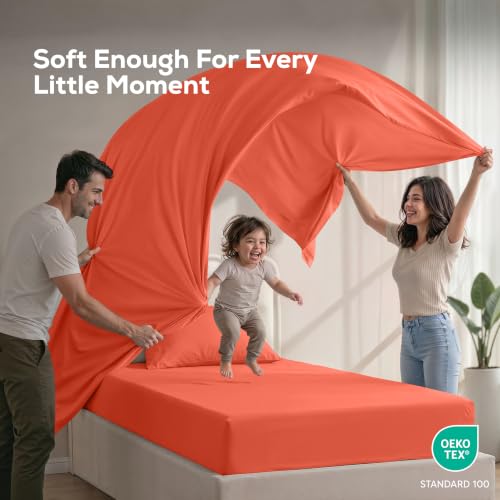 Image of Utopia Bedding Twin Sheet Set - 3 Piece Bed Sheets for Twin Size Bed, Soft and Breathable Microfiber, Includes 1 Fitted Sheet, 1 Flat Sheet and 1 Pillowcase - Oeko Tex (Coral)