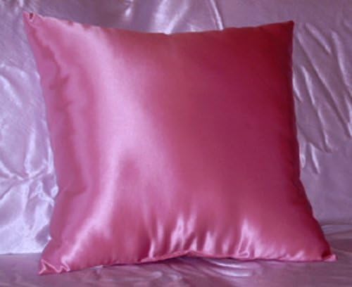 2 Piece Set - Solid Bridal Satin 26" x 26" European Pillow Covers/Euro Shams with zipper (Rose)