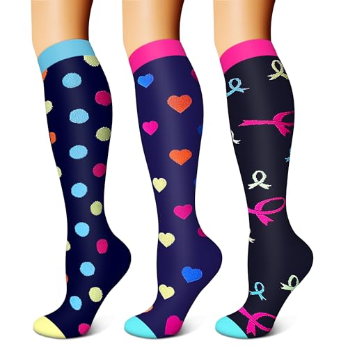 Image of FEYHAY Copper Compression Socks (3 Pairs) 15-20 mmHg Circulation is Best Athletic & Daily for Men & Women, Running, Climbing