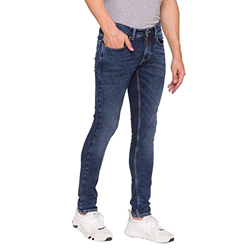Image of Spykar Mid Tone Wash Cotton Skinny Fit Mens Jeans (S21KN-01BA-06RO-P)