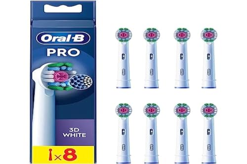 Oral-B Testina professionale 3D per spazzolino elettrico, con setole a forma di X e tazza di lucidatura unica per sbiancamento dei denti e per rimuovere macchie superficiali, confezione da 8 pezzi,