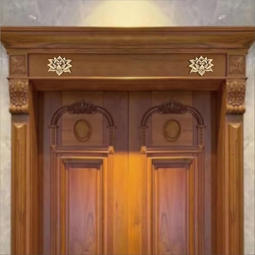 Image of Antique Brass Finish Kamal /Lotus Shape Door Hanging | Decorative Wall & Door Accent for Home Entrance | Traditional Indian Door Decor | Pooja Room, Main Door, Temple & Festive Decoration