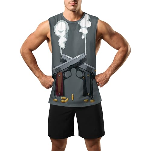 Image of Zhyaj Summer Tanks Top for Men Flag Graphic Print Sleeveless Shirts Casual Working Out Vest T-Shirts Loose-Fit Men's Tank