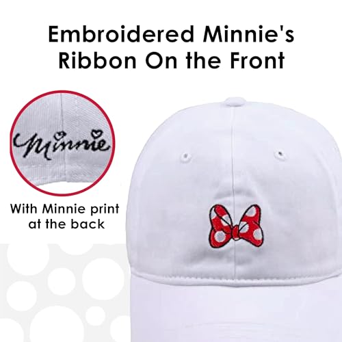 Image of Disney Minnie Mouse Dad Hat, Cotton Adjustable Baseball Cap with Curved Brim
