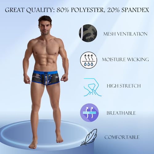 JOCKMAIL Men's Underwear Boxer Briefs Breathable Mesh Boxer Brief Stretch Camouflage Underwear4
