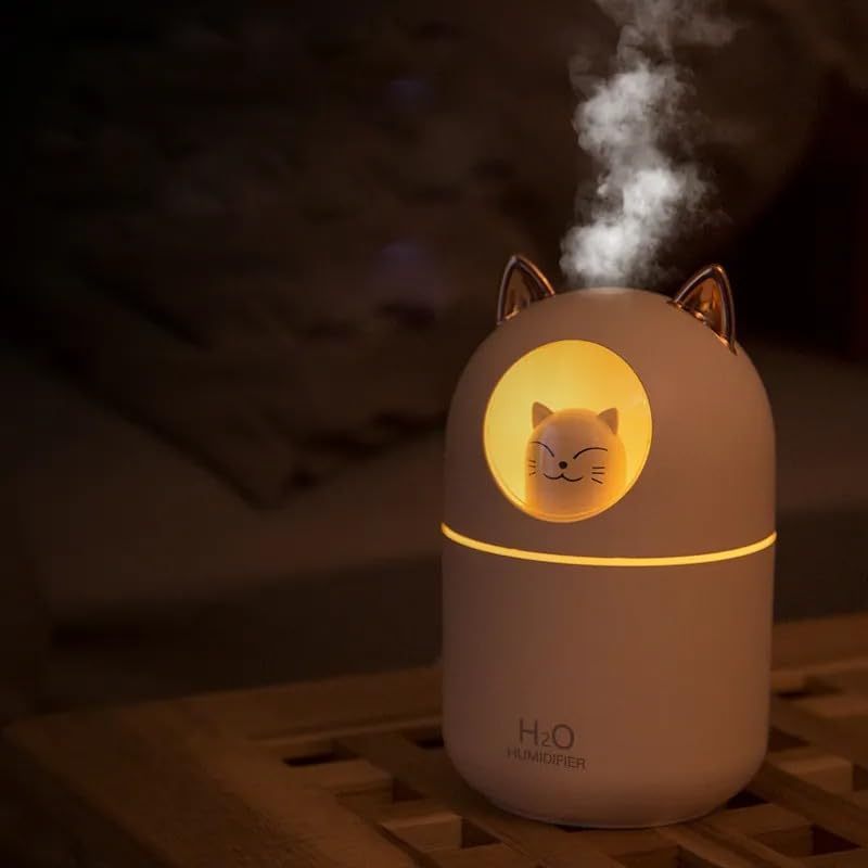 mobigon Wood Cool Mist Ultrasonic Humidifier for Room Moisture, Aroma Diffuser for Home, 300ml Essential Oil Diffuser with 7 Colorful Night Light, Auto Shut-Off, Home, Office, car (E.Turquize)
