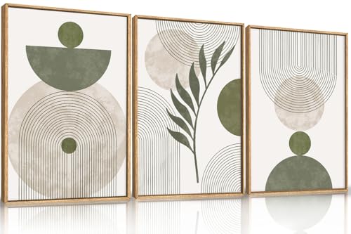 DRACIT Large Sage Green Boho Botanical Framed Canvas Wall Art