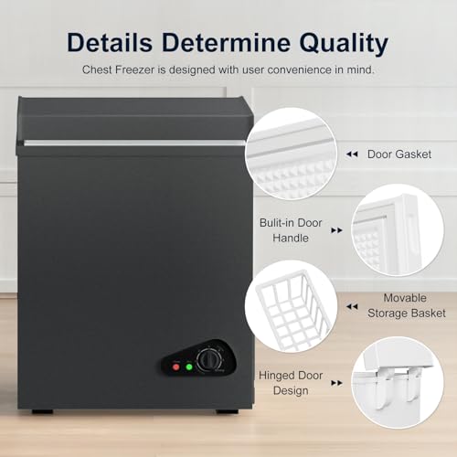 Image of 5.0 Cu Ft Chest Freezer - Compact Deep Freezer with 7-Level Thermostat, Removable Basket & Top Opening, for Home Kitchen(Black,5.0)