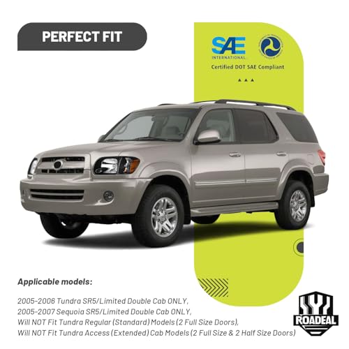 Image of Headlights for 2005-2006 Toyota Tundra Double /Crew Cab | ONLY fit 4 full size doors, for 2005-2007 Sequoia, Halogen Headlamp W /Bulbs,, Black Housing, Driver & Passenger Side