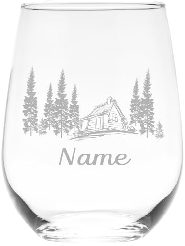 C M Cabin in the Woods Whiskey Rocks Glass - 11 oz Clear Glass - Cabin Themed Gift for Men and Women