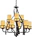 Quoizel KY5009IB Kyle Wrought Iron Faux Alabaster Chandelier, 9-Light, 900 Watts, Imperial Bronze (35" H x 35" W)