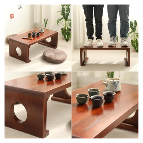Table basse japonaise en bois durable avec finition rétro marron