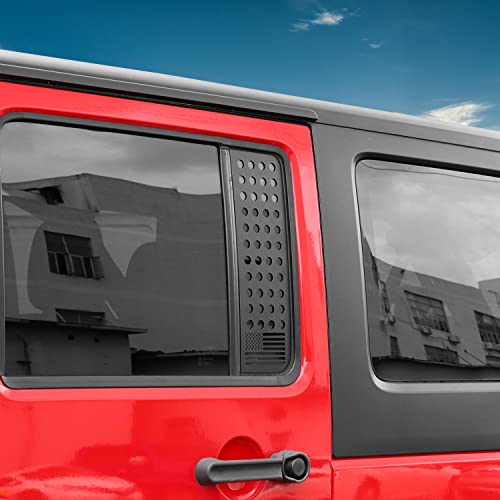 Hoolcar Rear Door Window Decals Aluminum Alloy Glass Panel Cover For 2007-2017 Jeep Wrangler Jku, 4 Doors, American Flag #TOP5