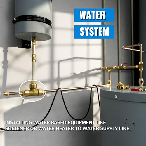 Image of SUNGATOR 12-Pack 3 /4 Inch Tee, Push-to-Connect Plumbing Fittings, Brass | for Pex Pipe, Copper, CPVC, PE-RT, with 1 Disconnect Clip