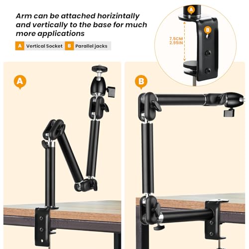 Trípode de mesa ajustable TARION soporte brazo articulado de mesa con abrazadera para cámara 4