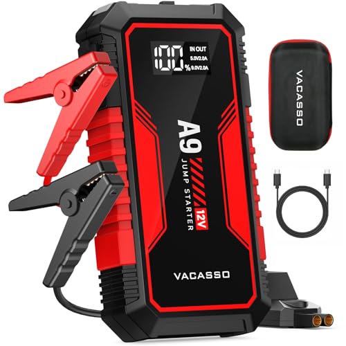 Deal: Jump Starter 4000A, VACASSO A9 Battery Jumper Starter Portable (7L Gas/4L Diesel), 12V Car Battery Booster Jump Starters Pack, Jumpstart with USB Ports, Jumper Cables, LED Light, Storage Case