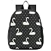 Naanle Sac à dos pour enfants, filles, garçons, motif à pois et cygne, sac de voyage pour bébé pour l'école primaire, Noir , M