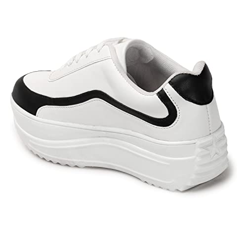 Image of Vendoz Women White Casual Stylish Sneakers
