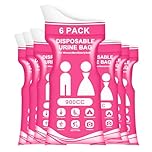 SZWLJ 6-Pack 900CC Pink Disposable Urine Bags for Camping Essentials | Portable Travel Potty with Leak-proof and Odor Control Features
