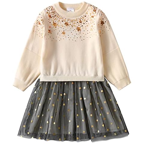 VIKITA Girls Cotton Long Sleeve Sweater Dress Cover