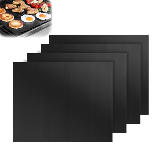 4 PCS Alfombrillas de Cocción para Barbacoa, Hoja de Cocción Reutilizable Antiadherente Resistente a Altas Temperaturas, Apto para Horno de Microondas de Alfombra de Barbacoa