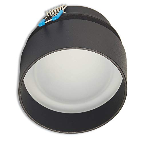 Juego de 6 focos LED empotrables con efecto de luz MR16 redondos, color negro, 7 W, blanco neutro, 12 V, MR16, empotrables como lámpara de techo, 67 mm
