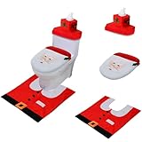 EUBEST New HOT Happy Santa Toilet Seat Cover and Rug Bathroom Set for Christmas Decoration