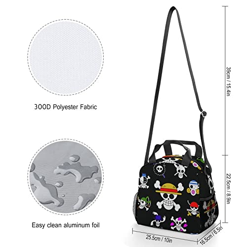Yskycaps Skeleton Anime Insulated Lunch Bag Reusable Lunch Box Handbag Meal Container Leakproof Fashion Bags With Adjustable Shoulder Strap For School Office Picnic, 25.5X22.5X16.5Cm(10X8.9X6.5Inch) #TOP1