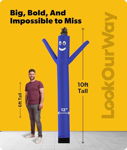 Image of LookOurWay Air Dancers Inflatable Tube Man Attachment - 10 Feet Tall Wacky Waving Inflatable Dancing Tube Guy for Business Promotion - Blower Not Included - Blue